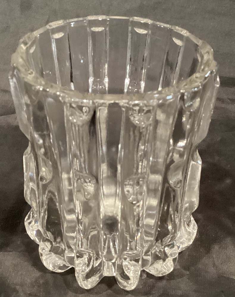 IMPERIAL GLASS CLEAR BROKEN COLUMN COVERED SUGAR 5 1/4”T