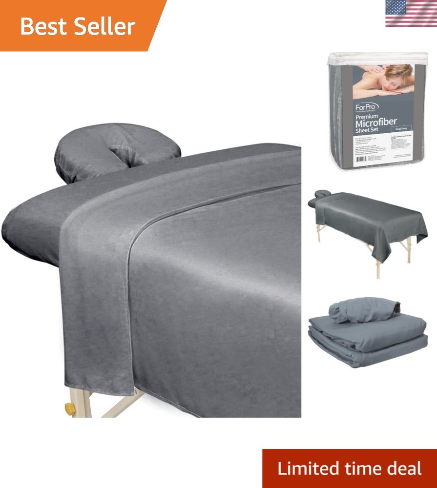 Microfiber 3-Piece Massage Sheet Set, Cool Grey, Ultra-Light, Stain, and Wrin...