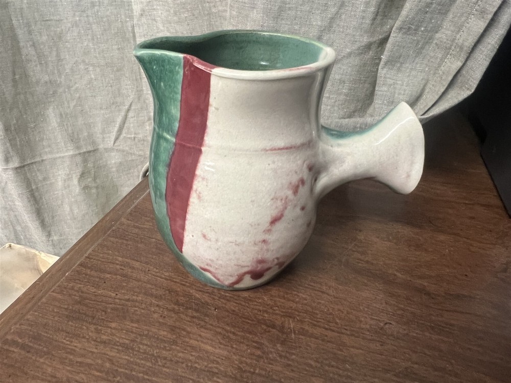 Unusual Studio Pottery Creamer 4-3/4" Tall Signed SANDY