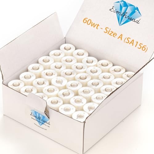 144pcs Pre-Wound Bobbins Thread Class 15 Type A 60wt Polyester White for Sewing