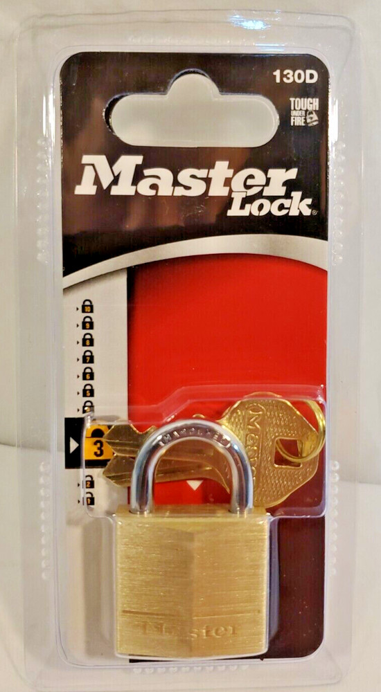 NIB 4-PACK Master Lock1 3/16" Brass Padlock 130D