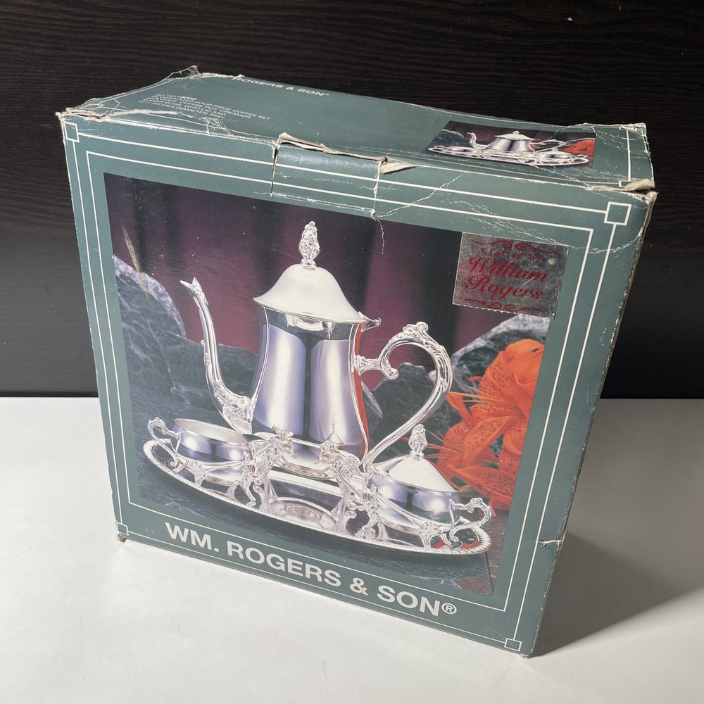 WM ROGERS & SON Silverplated Three Piece Coffee Set