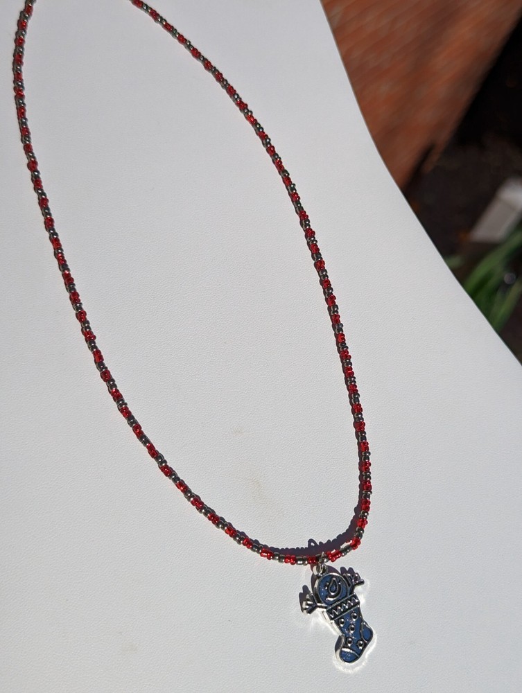 Toy in Stocking Charm on Beaded Necklace
