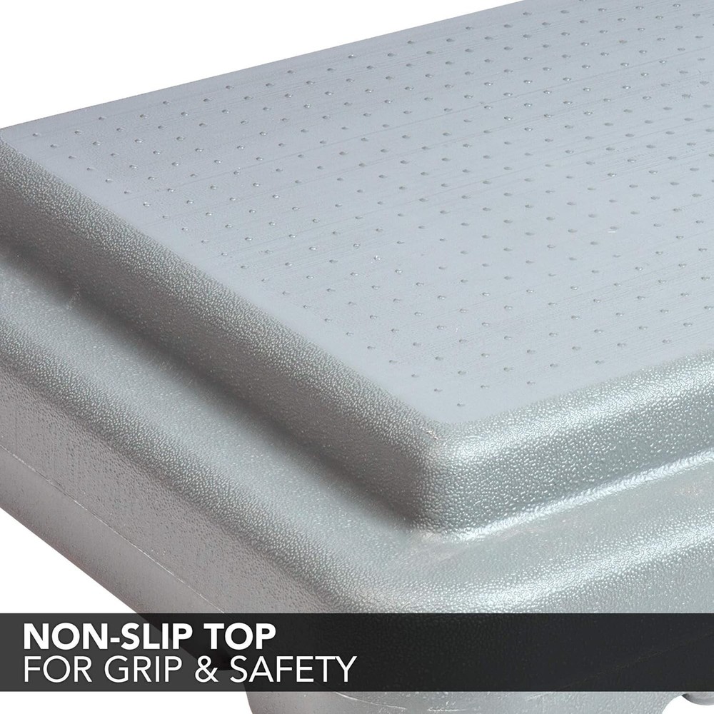 The Step (Made in USA) 4 Inch Stackable Aerobic Exercise Platform, Grey Non-Slip