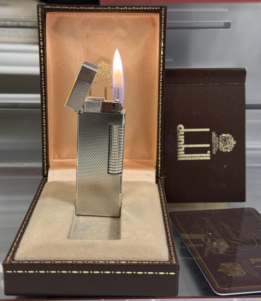 Vintage Dunhill Rollagas Silver Plated Lighter Boxed