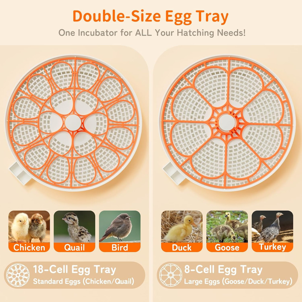 18 Egg Incubator, Automatic and Adjustable Egg Turning, Egg Candler, Temperature