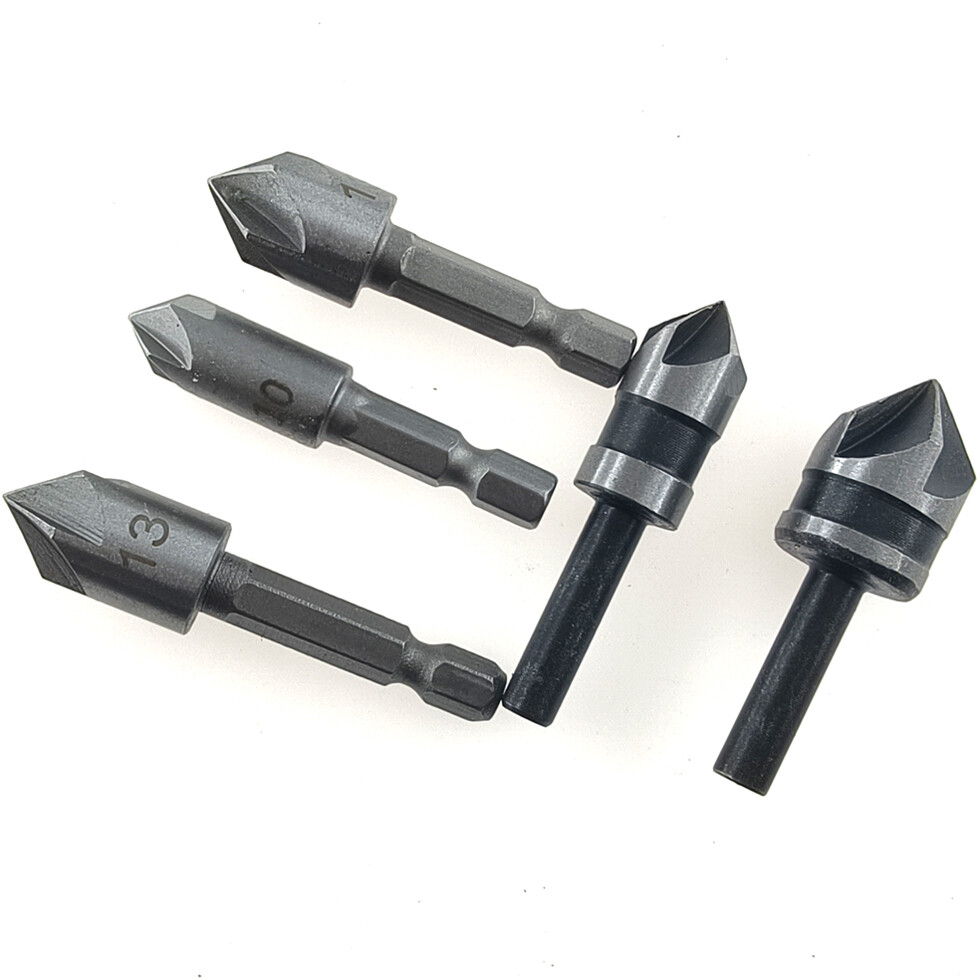 5pcs 82 Degree Chamfer Angle HSS 5 Flute Countersink Drill Bit Set Tool