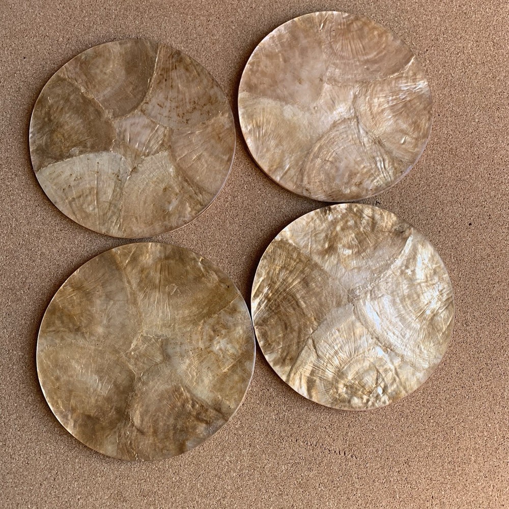 Set Of 4 Capiz Shell Coasters 4”