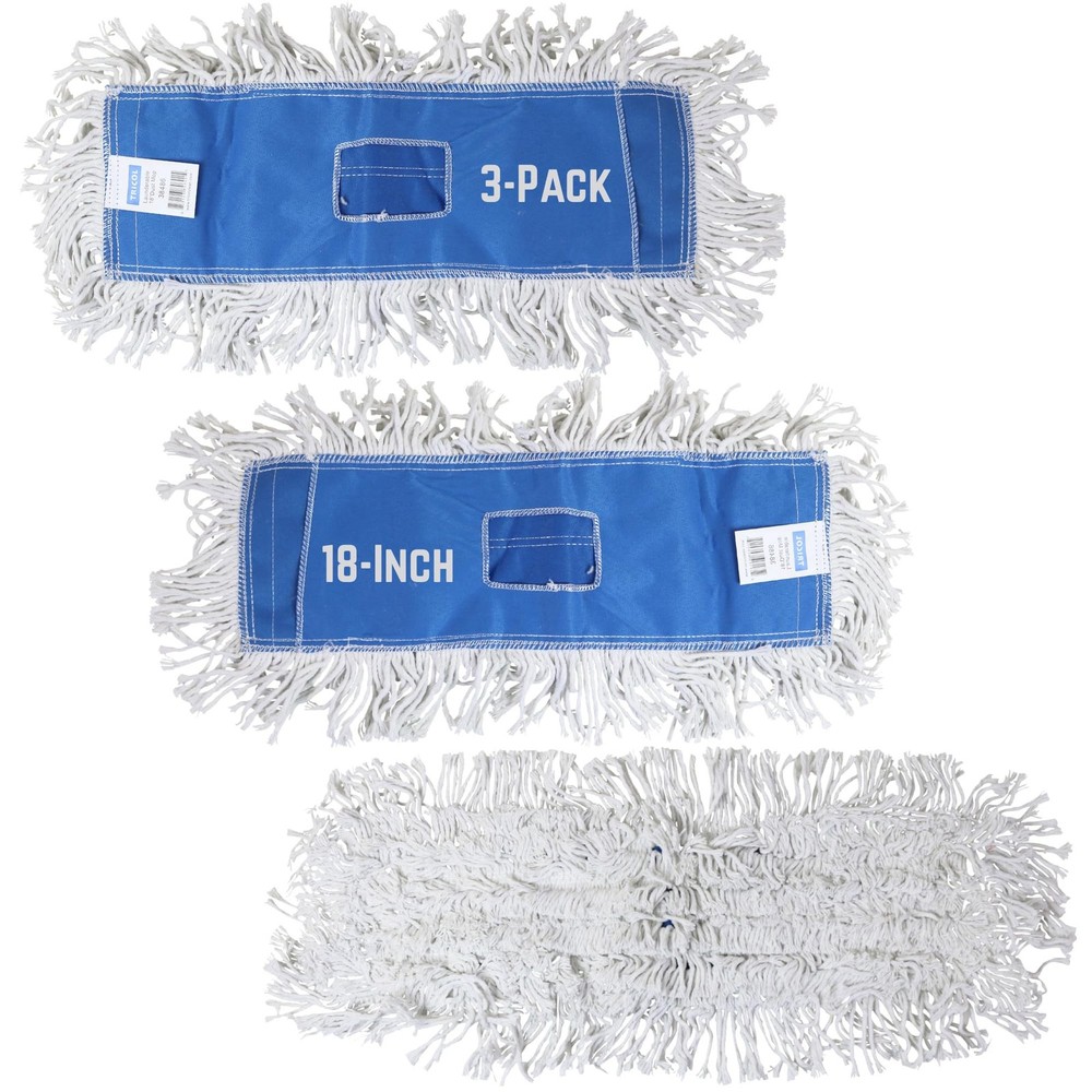 Iconikal 3 Pack Cotton Rectangular Dust Mop Head Replacement, Launderable Reu...