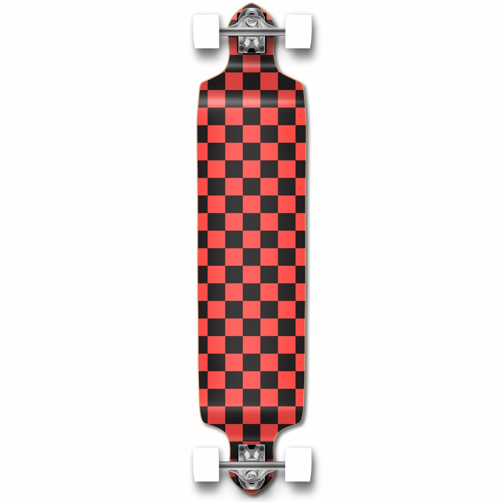 Yocaher Drop Down Longboard Complete - Checker Orange