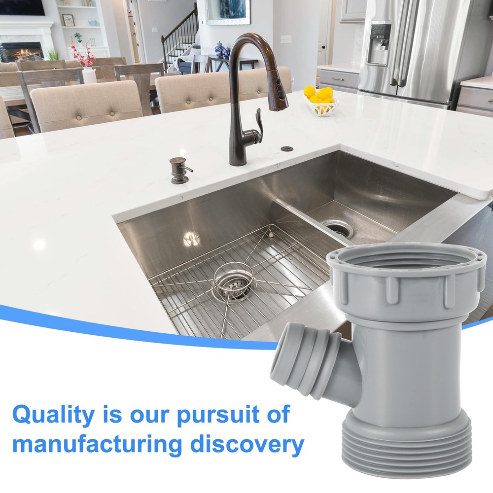 Kitchen Sink Drain Pipe Adapter, Versatile Y-Shaped Flexible M, Gray