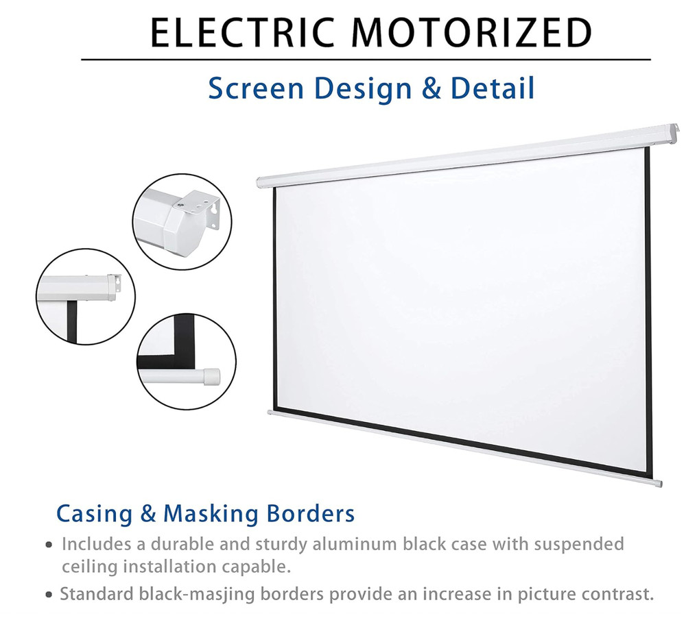 120" Motorized Projector Screen Electric Diagonal Automatic Projection 4:3 HD