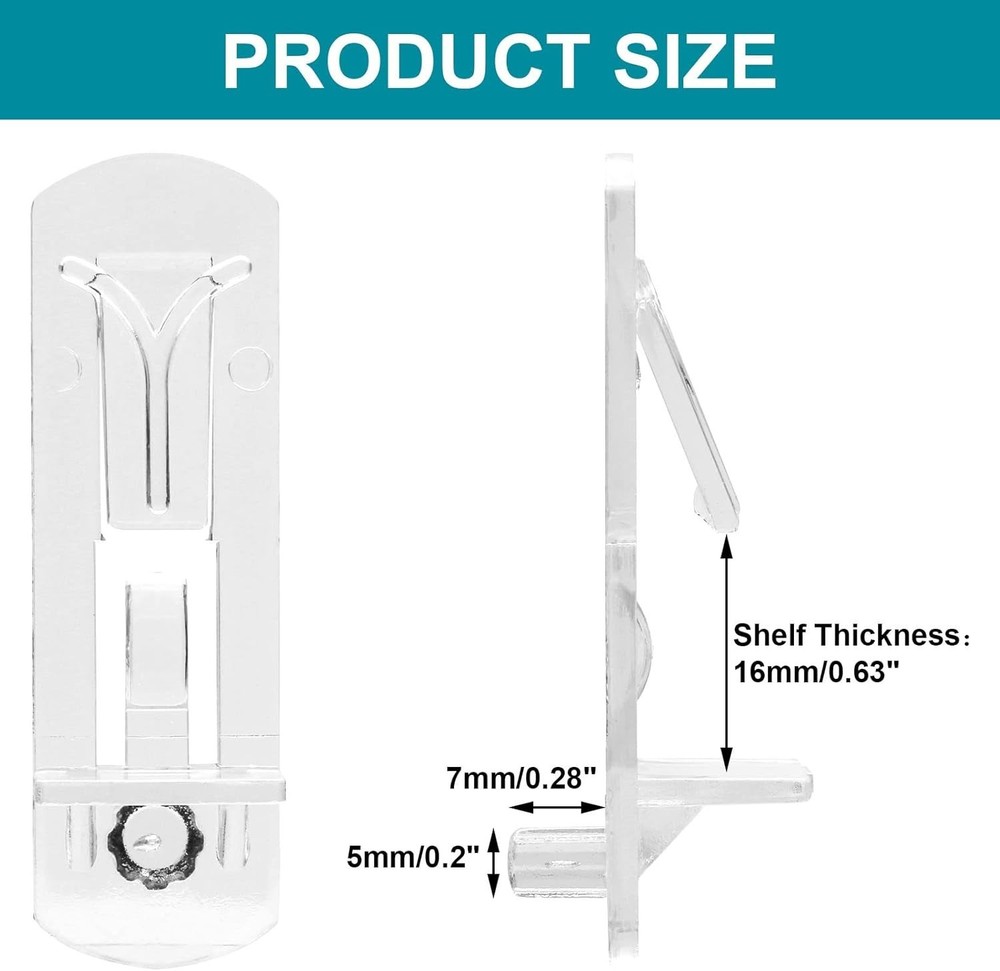 20 Pack Plastic Shelf Support Pegs Clear Self Locking 6mm Pins for Kitchen Book