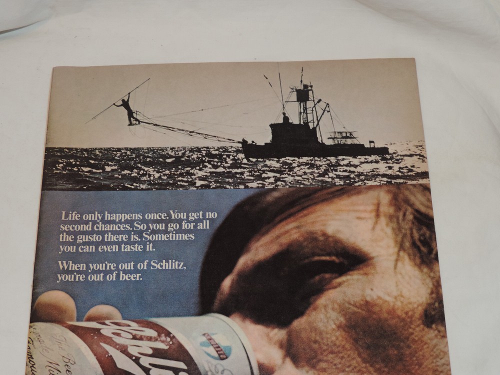 1971 SCHLITZ BEER Large Format Full Page Color Print Advertisement