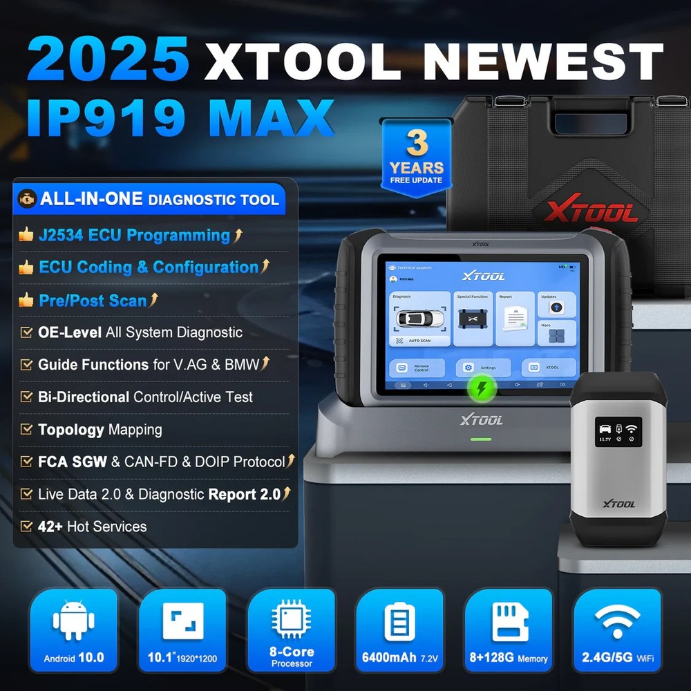 XTOOL IP919 MAX 2025 Diagnostic Tool J2534 Programming ECU Coding Bidirectional