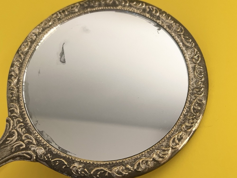 Silver Plated Victorian Style Vintage Hand Mirror