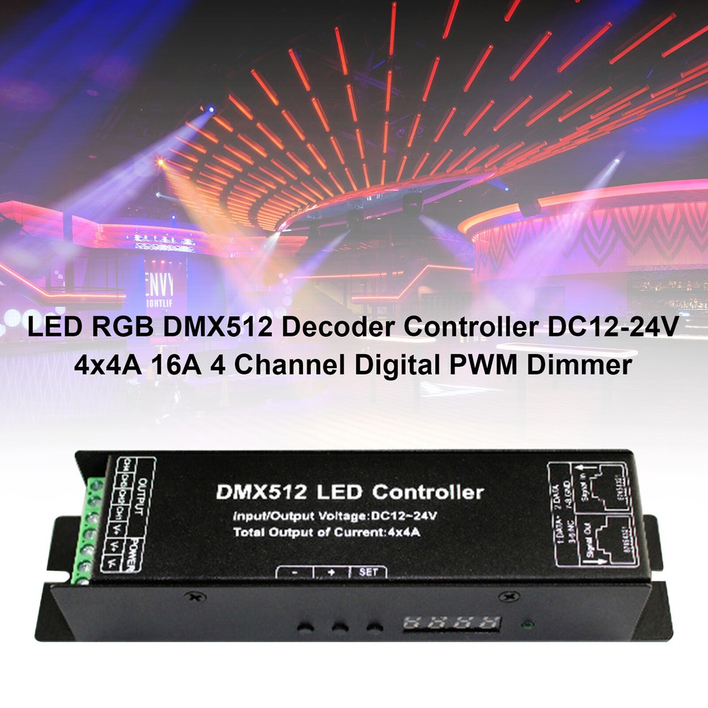 LED RGB DMX512 Decoder Controller DC12-24V 4x416Channel Digital PWM Dimmer Y B9