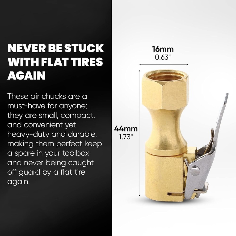 Air Chuck, Open Flow Heavy-Duty Locking Tire, with Quick Connect, Solid Brass...