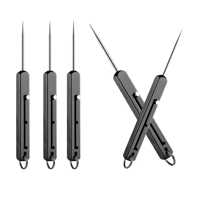 Titanium Edc Retractable Toothpick with Spring Push Design