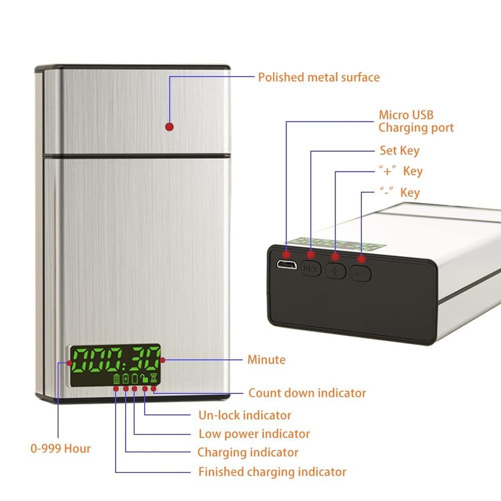 Timed Lock Box – Time Locking Small Container with 999 Hours LCD 2 inches