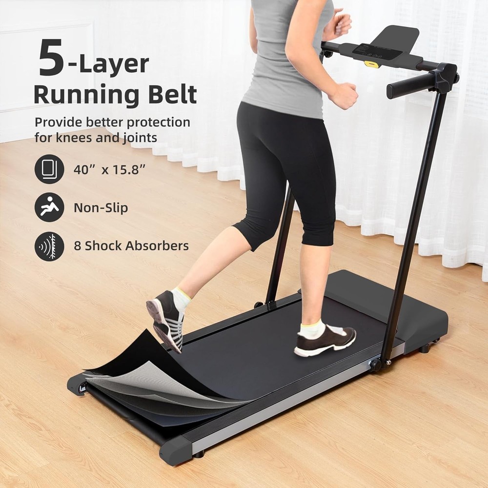 Compact Foldable Electric Treadmill Small Spaces Lightweight Folding with Handle