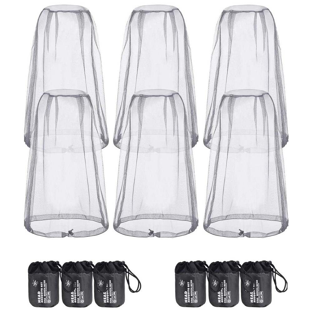 6 Pack Mosquito Head Net Bug Head Net Insects Mesh Head Net for Outdoor Face ...