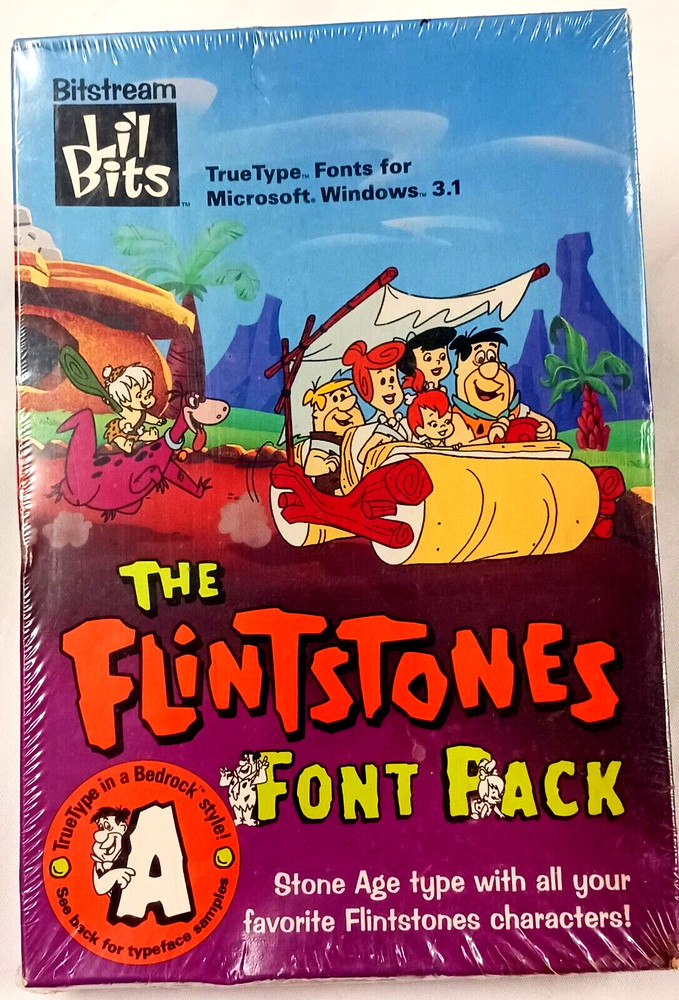 FLINTSTONE FONT PACK FLOPPY DISK MS-DOS/WINDOWS 3.1 VINTAGE NOS