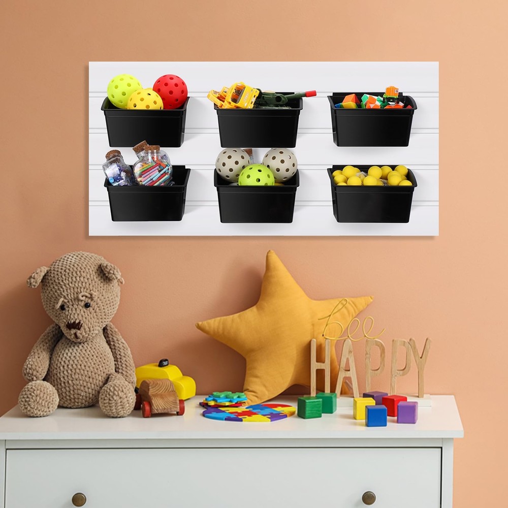 12 Pcs Storage Bin Plastic Slatwall Bins Slatwall Organizer Containers Black