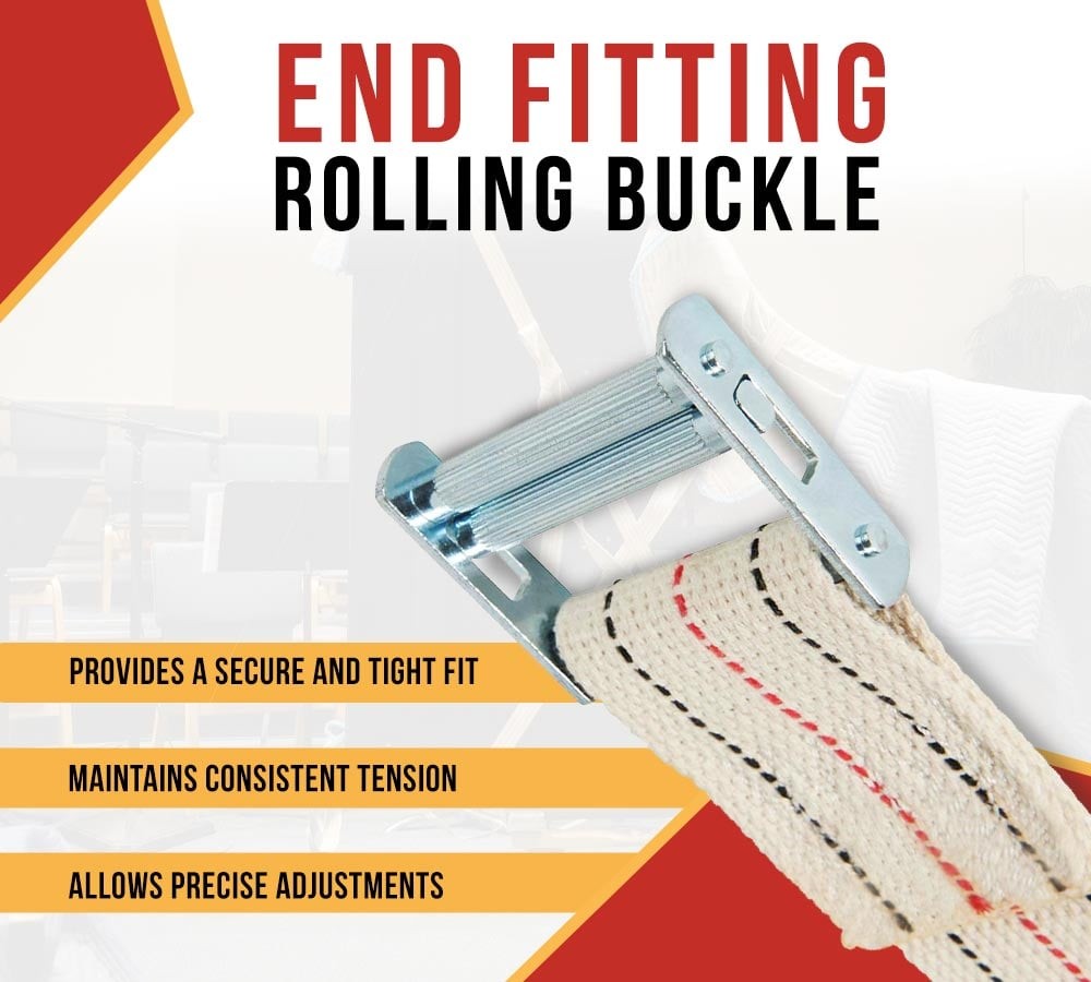 (4 Pack) 2" x 15' Piano Strap with Roller Buckle, Web Strap