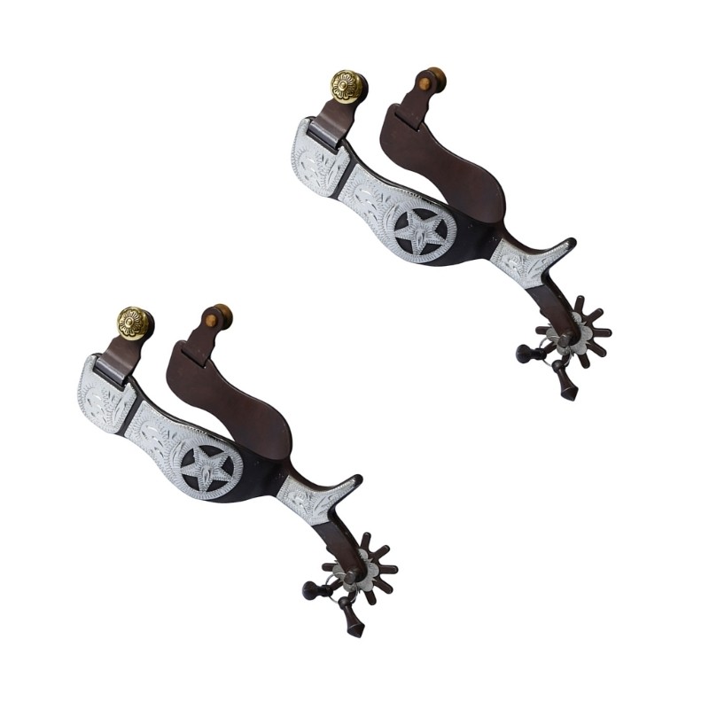 2lots Decorative Western Spurs for Large Boot Coppers Buckles Feature Iron