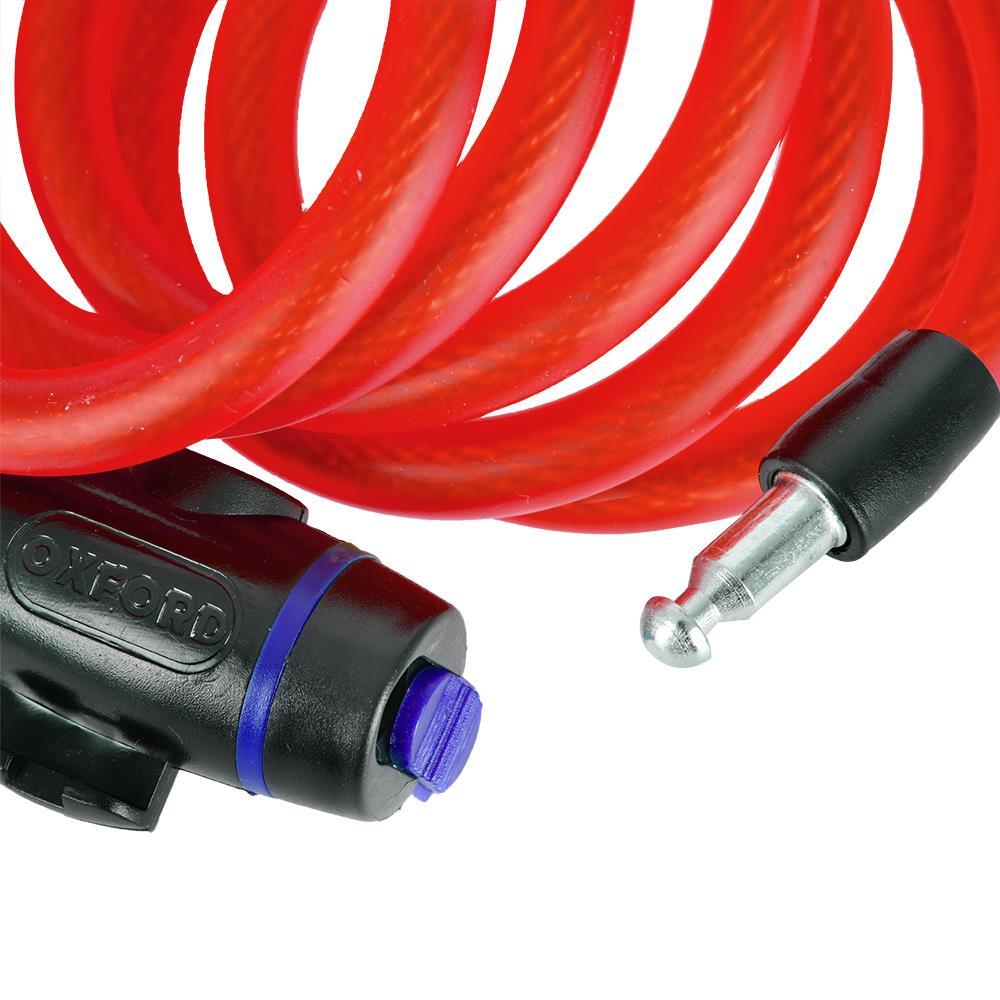 Oxford Motorcycle Cable Lock 12mm Cycle Security Locks Red 1.8M