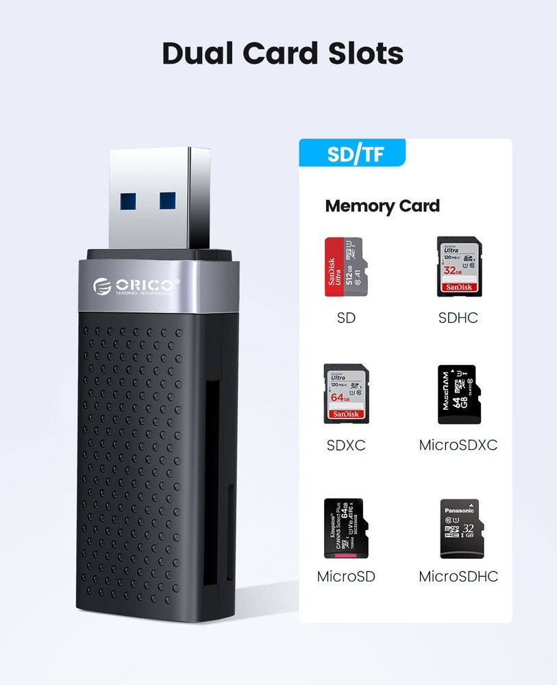 ORICO Type C USB2.0 Card Reader Memory Portable Type-C+TF/SD Smart Card Reader