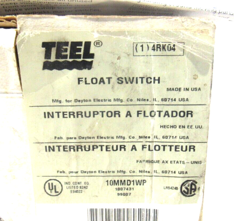 NEW TEEL 4RK04 FLOAT SWITCH