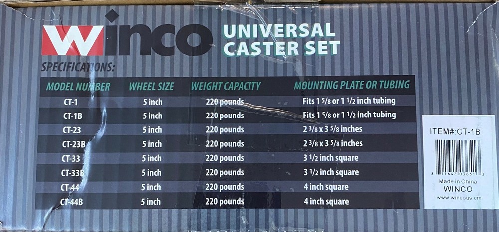 Winco CT-1B Caster Set