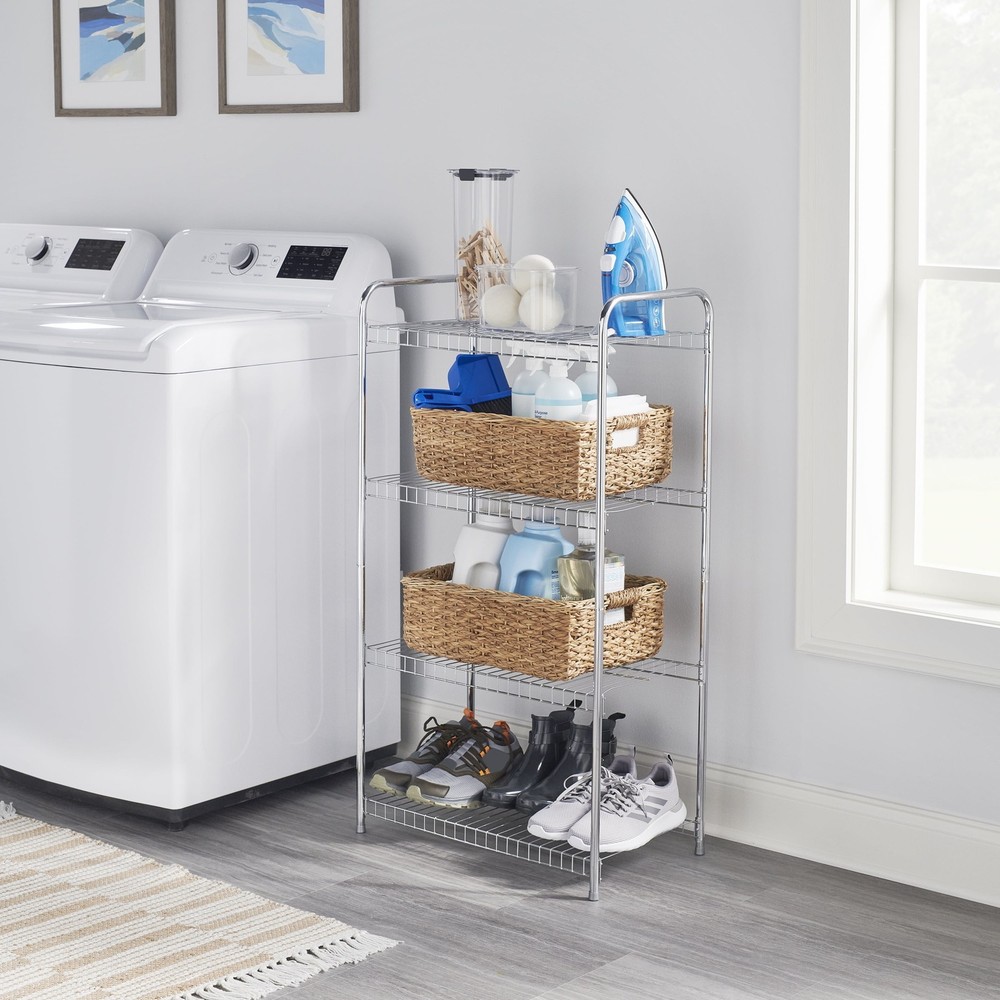 Freestanding 4-Tier Multipurpose Wire Shelving Unit Adjustable Organizer Rack