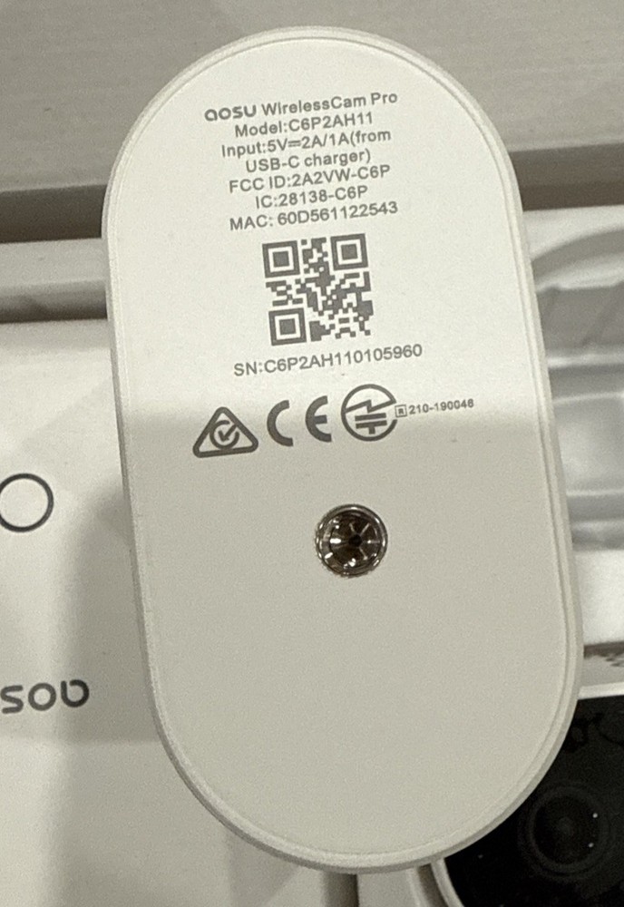 Aosu C6P2AH11 (SolarCam Pro System) WirelessCam Pro System-OPEN BOX!