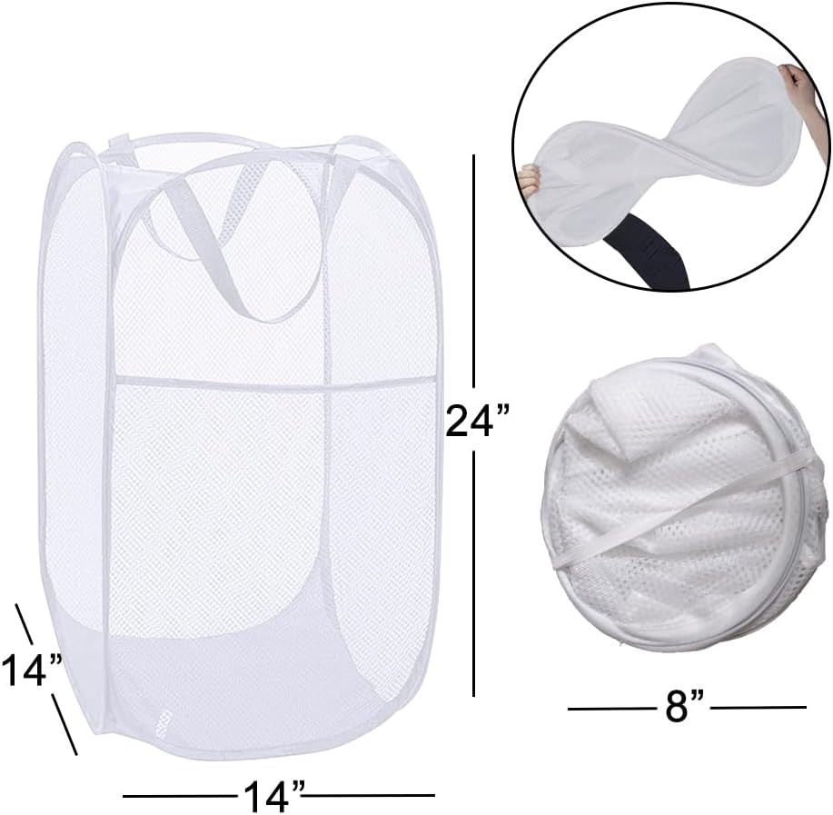 2 Pack Mesh Pop Up Laundry Baskets, Collapsible Laundry Hampers, Foldable Clothe