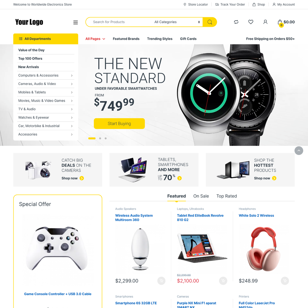 Electronics Store Website Design with Free 5GB VPS Web Hosting