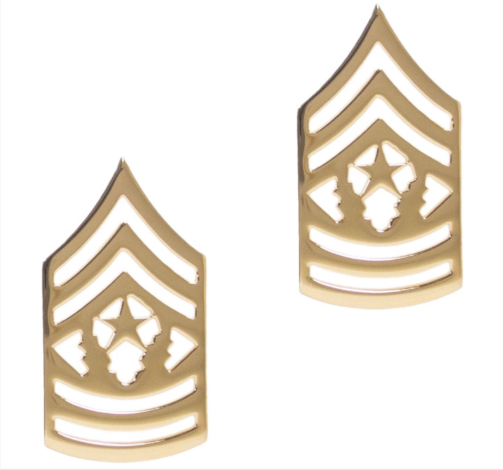GENUINE U.S. ARMY CHEVRON: COMMAND SERGEANT MAJOR - 22K GOLD PLATED