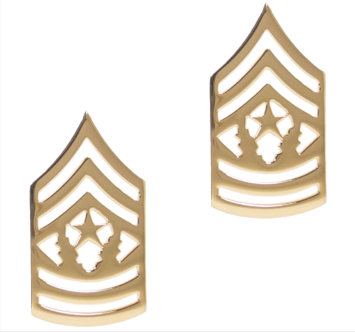 GENUINE U.S. ARMY CHEVRON: COMMAND SERGEANT MAJOR - 22K GOLD PLATED