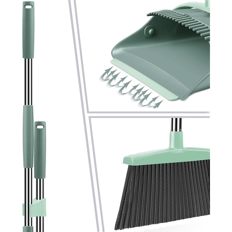 Broom & Dustpan Set Long Handle Adjustable Efficient Indoor Outdoor Cleaning New