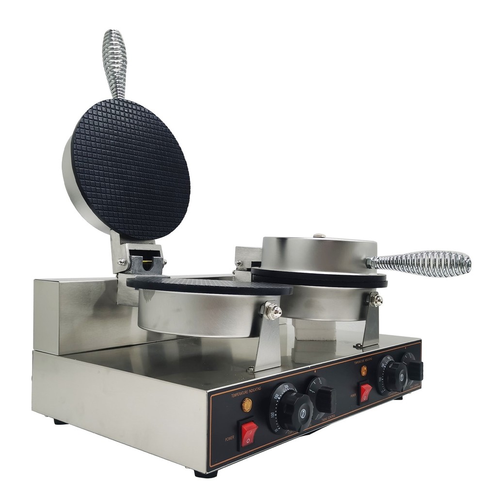Ice Cream Waffle Cone Maker Machine Non-stick Double-head Egg Roll Making 110V