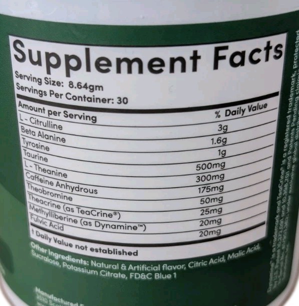 Double Wood Supplement Pre Workout Powder Blue Raspberry