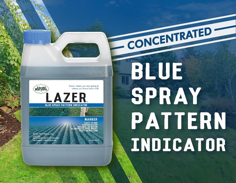Lazer Blue - 32 Ounces - Concentrated Spray Pattern Indicator - Perfect Weed/...