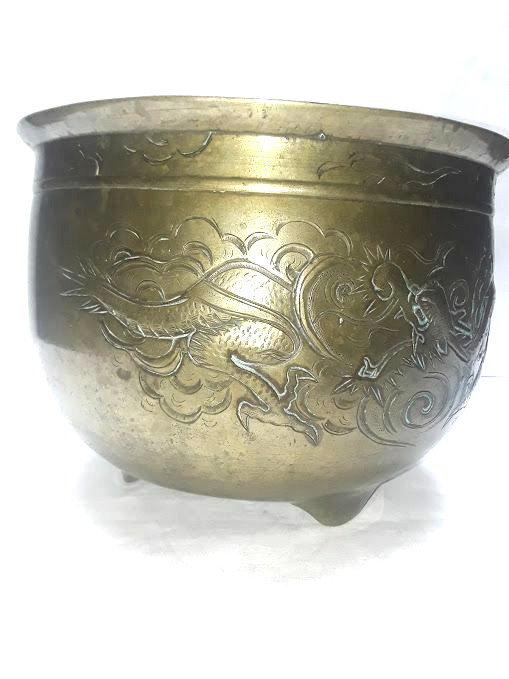 Large Qing Dynasty Bronze Temple censor with Dragons