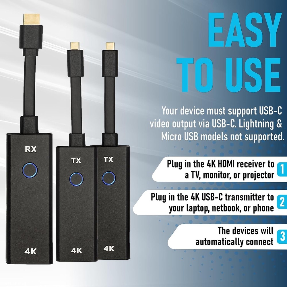 ClearClick Present+Share 4K USB-C Wireless Two Transmitters One 4K HDMI Receiver