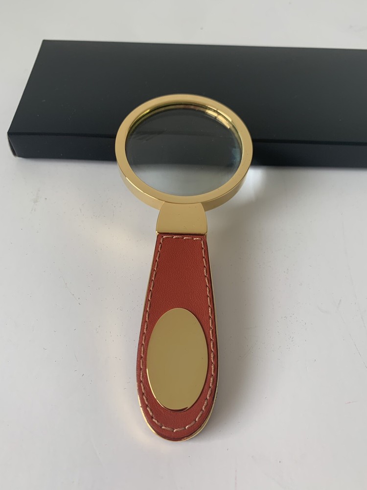 Magnifying Glass Hand Held Leather/Brass New In Box