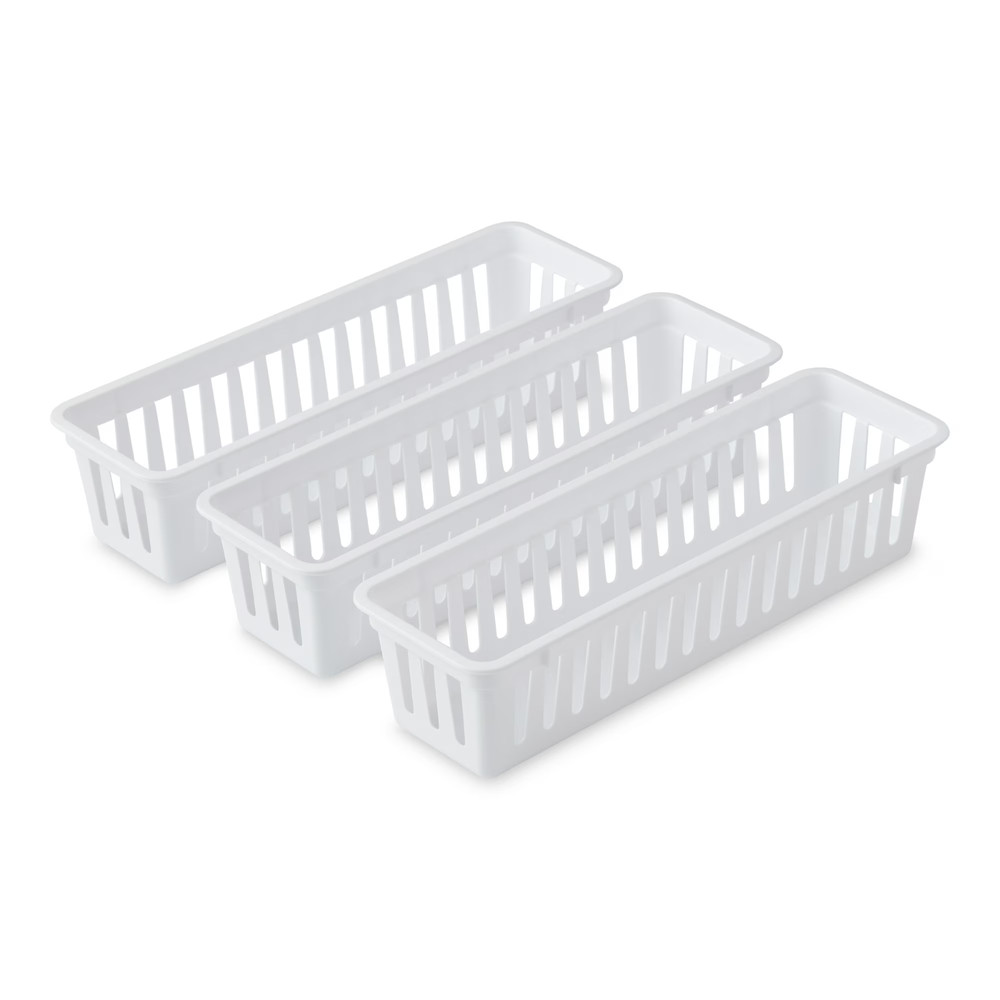 Mainstays 3-Pack Plastic Narrow Drawer Organizer Storage Baskets, Kitchen Drawer