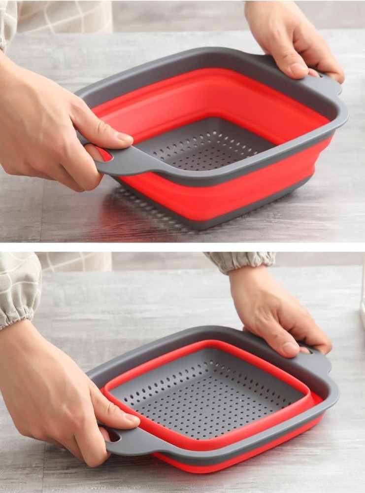 Pack of 2 Foldable Pasta Strainers, Foldable Kitchen Colander for Draining Fr...