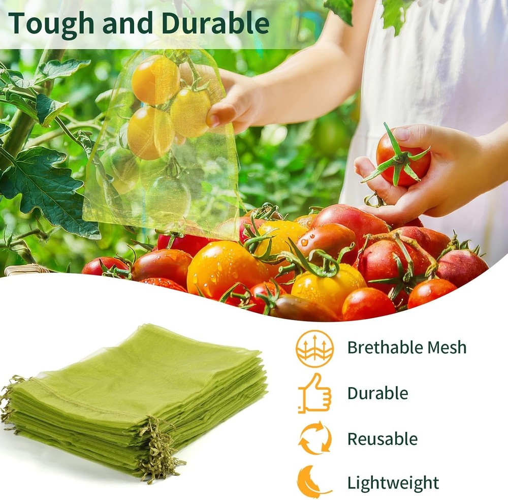 Fruit Protection Bags Mesh Drawstring Garden Tree Cover